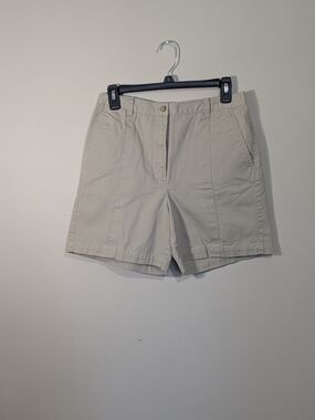 Lauren Ralph Lauren Shorts Womens 8 Petite Beige Chino Mid Rise Classic Cotton